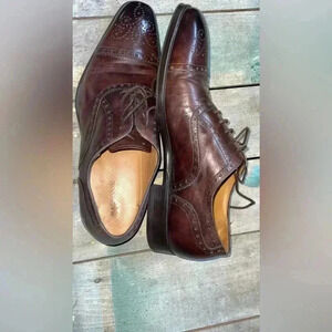 Magnanni Men’s Cognac Leather Lace Up Cap Toe Oxfords Size 10